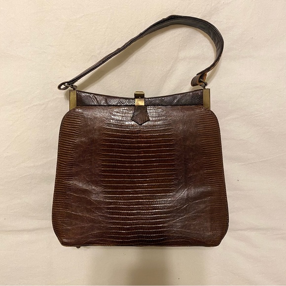 Vintage brown leather handbag - Picture 2 of 12